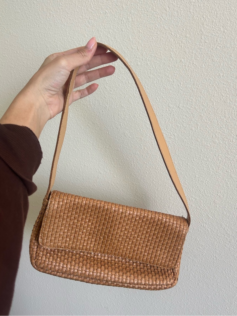 Nordstrom Camel Woven Shoulder Bag Pouch Shoulder Bag